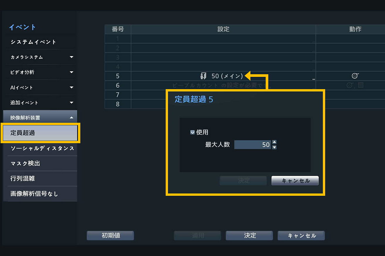 AI機能を設定「ピープルカウント」