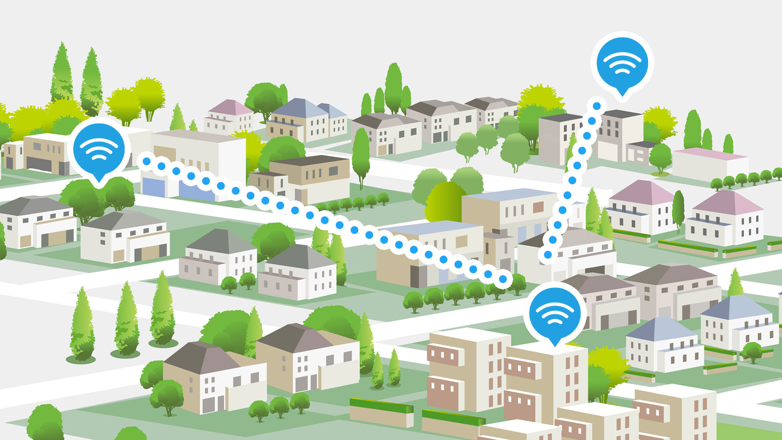 公園内のカメラと公道をはさんだ市役所を結ぶ無線通信